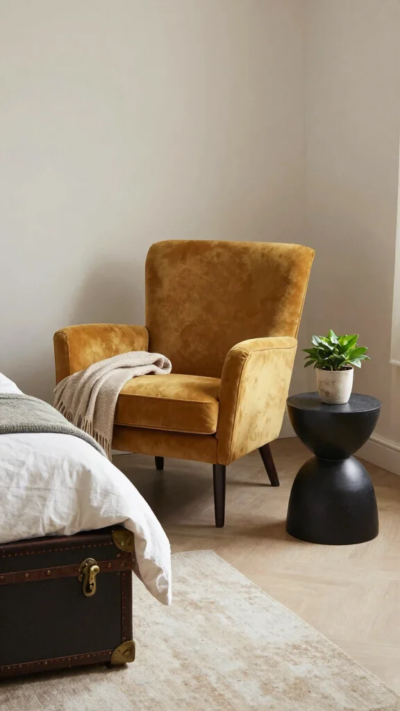 12 Renter-Friendly Bedroom Ideas With No Damage Required - 10. Accent Furniture: Functional Art 1
