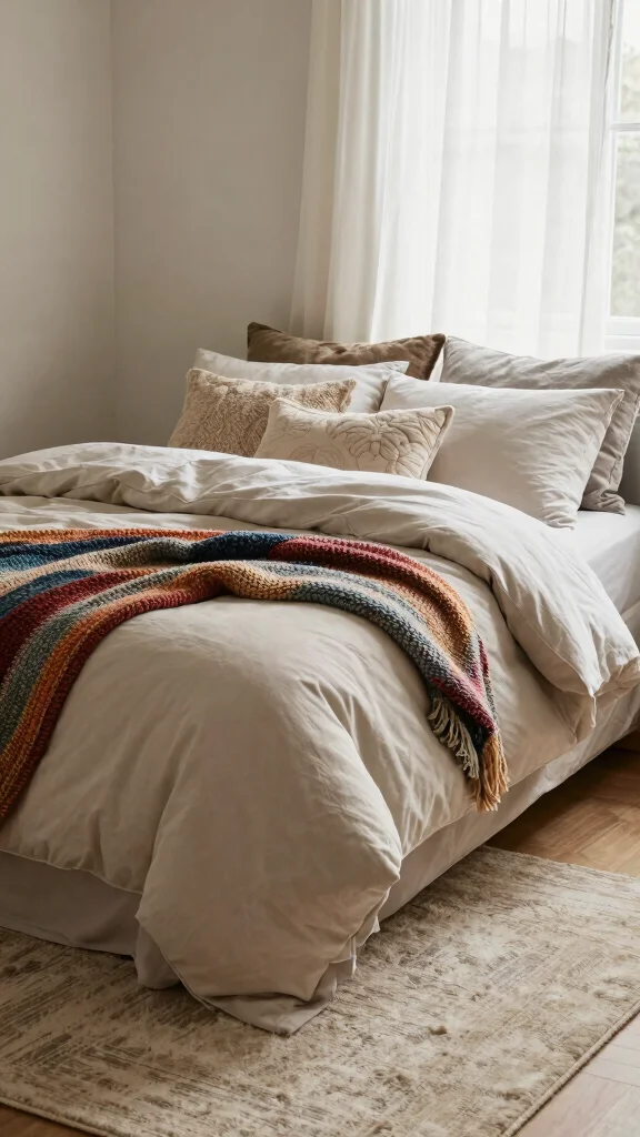 12 Renter-Friendly Bedroom Ideas With No Damage Required - 3. Layered Textiles: Comfort and Style 1