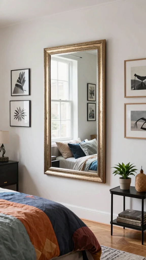 12 Renter-Friendly Bedroom Ideas With No Damage Required - 8. Use Mirrors: Create Space and Light 1