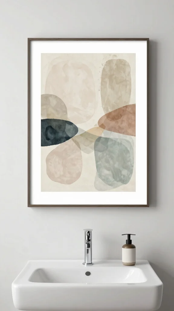 12 Simple Bathroom Ideas for a Clean Fuss-Free Beautiful Space - 10. Simple Artwork 1