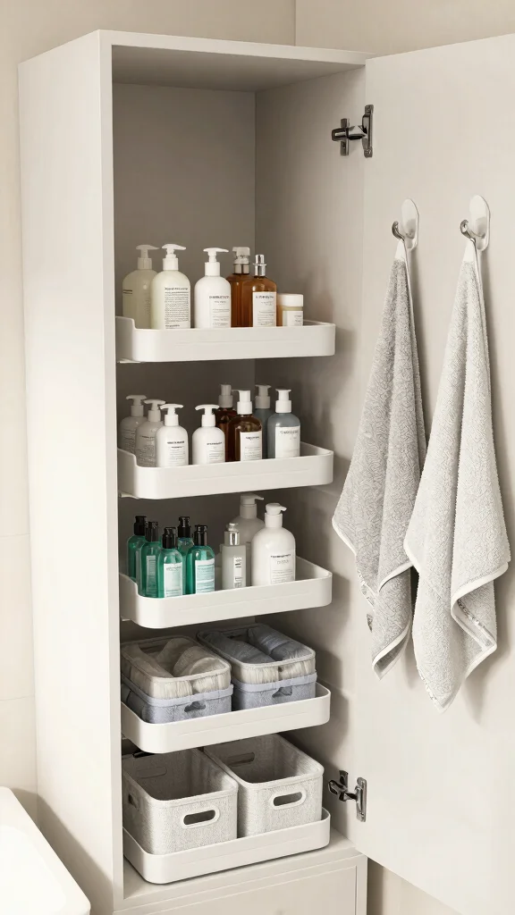12 Simple Bathroom Ideas for a Clean Fuss-Free Beautiful Space - 8. Smart Storage Hacks 1