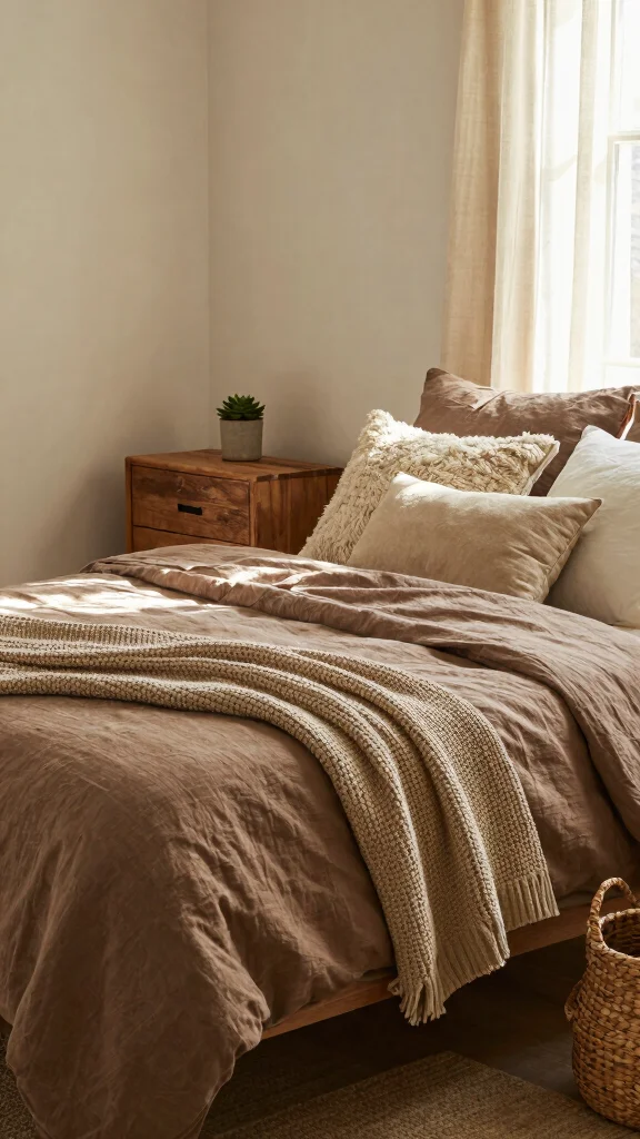 12 Simple Cozy Bedroom Concepts for a Warm Inviting Sleep Space - 1. Earthy Tones and Textures 1