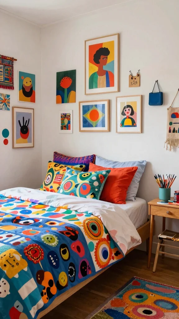 12 Single Bed Bedroom Ideas for a Stylish Functional Solo Space - 12. Artistic Expression 1