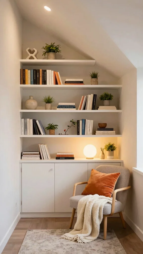 12 Slanted Ceiling Bedroom Ideas for Attic and Under-Roof Spaces - 1. Cozy Nook with Built-In Storage 1