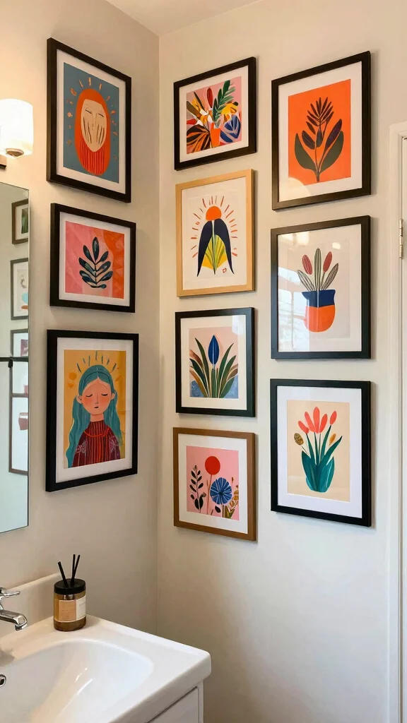 12 Small Bathroom Ideas on a Budget That Look Designer - 8. Implement DIY Artwork 1