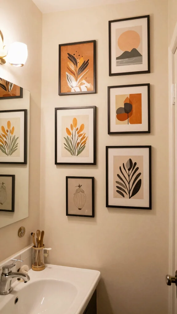 12 Very Small Bathroom Ideas That Make Every Inch Work - 12. Creative Wall Art 1