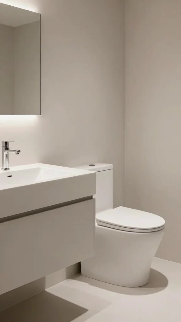 12 Windowless Bathroom Concepts for Light, Air, and Beautiful Design - 11. Opt for Sleek, Minimalist Fixtures 1