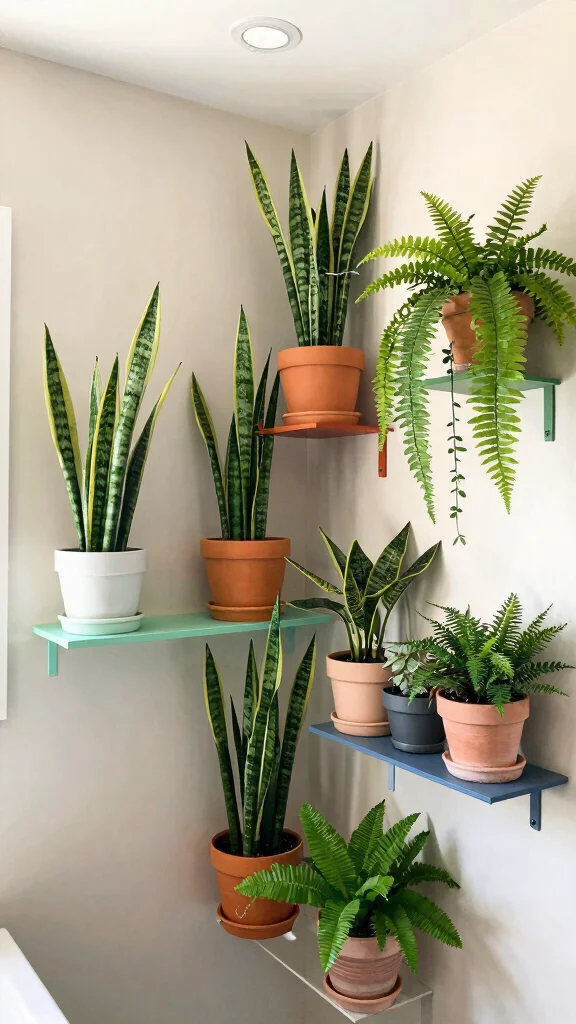 12 Windowless Bathroom Concepts for Light, Air, and Beautiful Design - 5. Incorporate Plants for Freshness 1