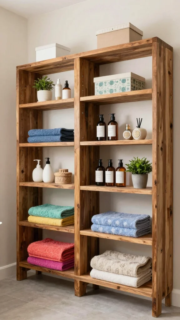 12 Windowless Bathroom Concepts for Light, Air, and Beautiful Design - 6. Utilize Open Shelving 1