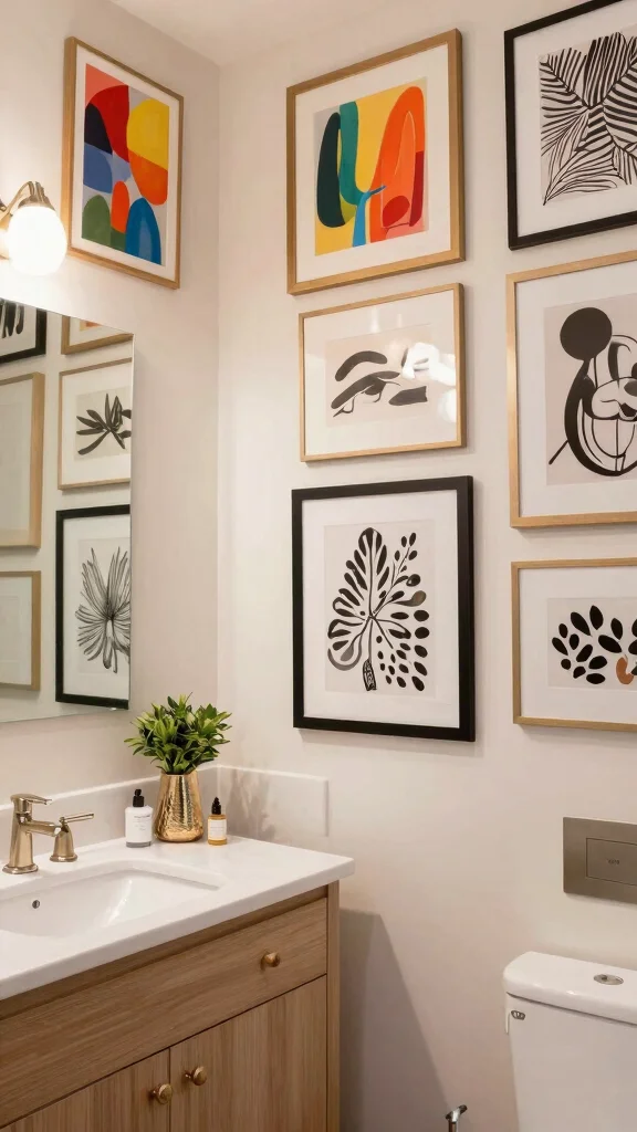 12 Windowless Bathroom Concepts for Light, Air, and Beautiful Design - 9. Incorporate Art and Decor 1