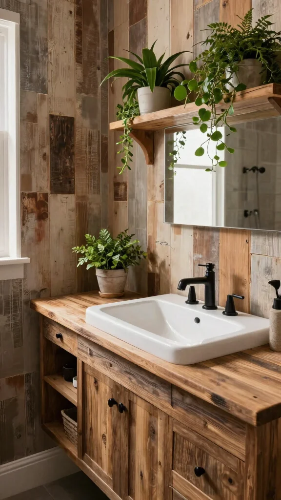 13 Bathroom Renovation Ideas That Add Value and Beauty - 1. Go Green with Reclaimed Wood 1