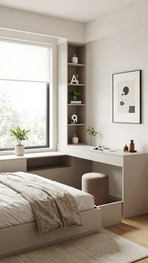 13 Bedroom Layout Ideas for Every Bed Size Room Shape and Style - 2. Multi-Functional Furniture Arrangement 1