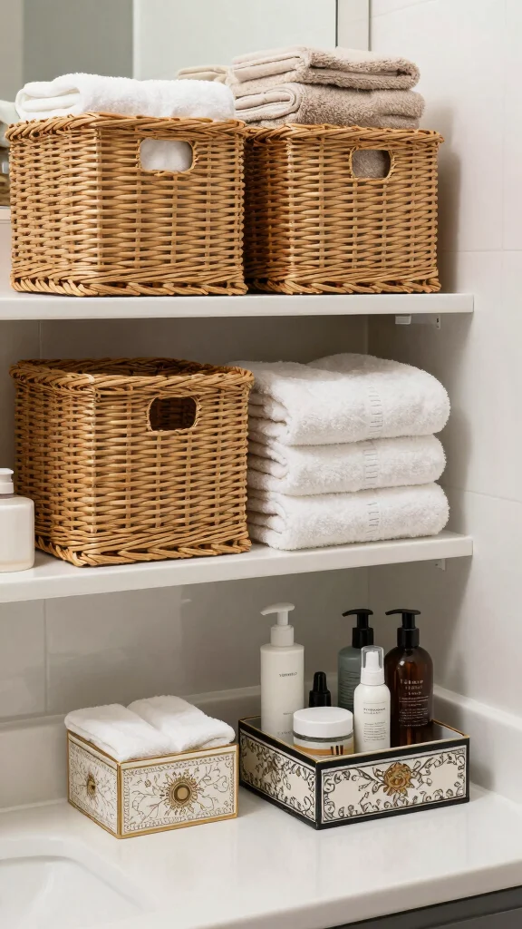 13 Budget Bathroom Ideas That Look Expensive Without the Price Tag - 11. Decorative Storage Solutions 1