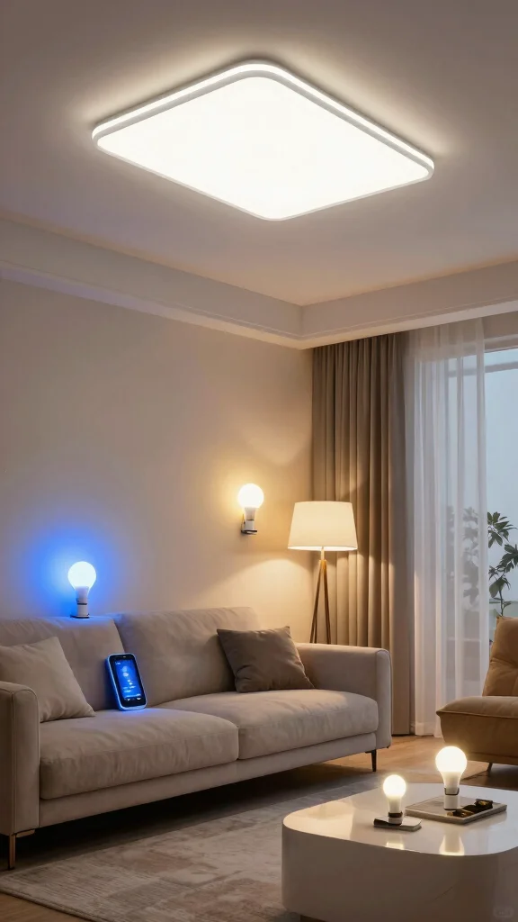 13 Living Room Ceiling Lighting Ideas for Ambient Task and Accent Layers - 10. Smart Lighting Solutions for Efficiency 1