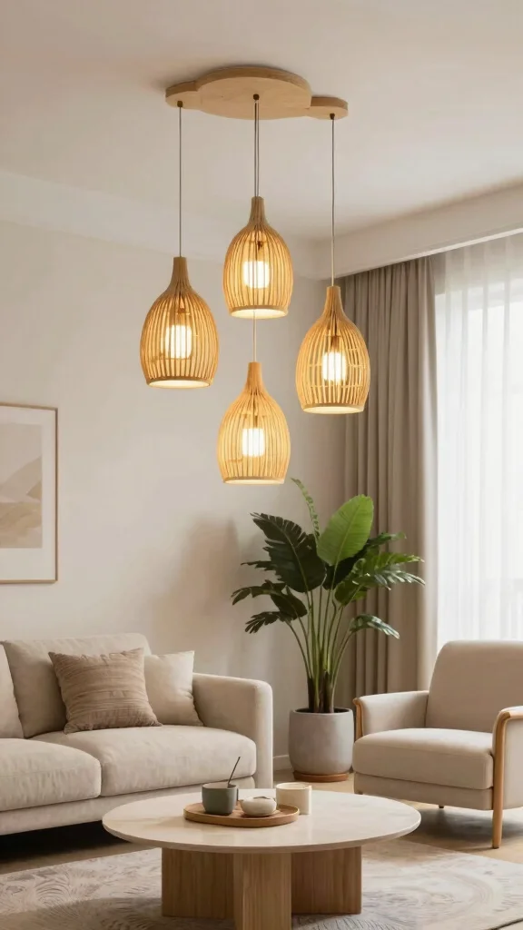 13 Living Room Ceiling Lighting Ideas for Ambient Task and Accent Layers - 2. Eco-Friendly Pendant Lights 1