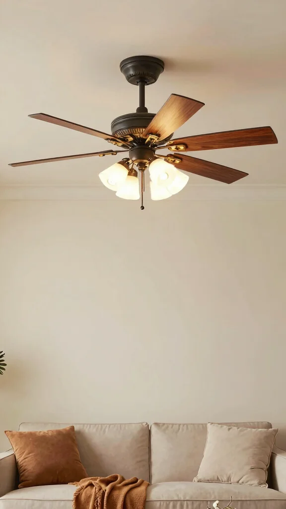 13 Living Room Ceiling Lighting Ideas for Ambient Task and Accent Layers - 3. Vintage Style Ceiling Fans with Lights 1