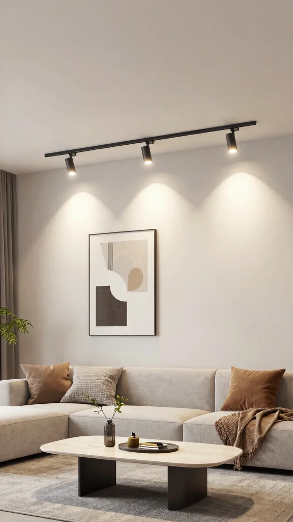 13 Living Room Ceiling Lighting Ideas for Ambient Task and Accent Layers - 4. Sustainable Track Lighting Systems 1