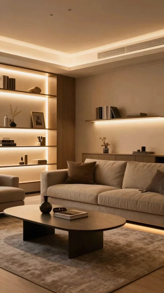 13 Living Room Ceiling Lighting Ideas for Ambient Task and Accent Layers - 6. LED Strip Lighting for Hidden Accents 1
