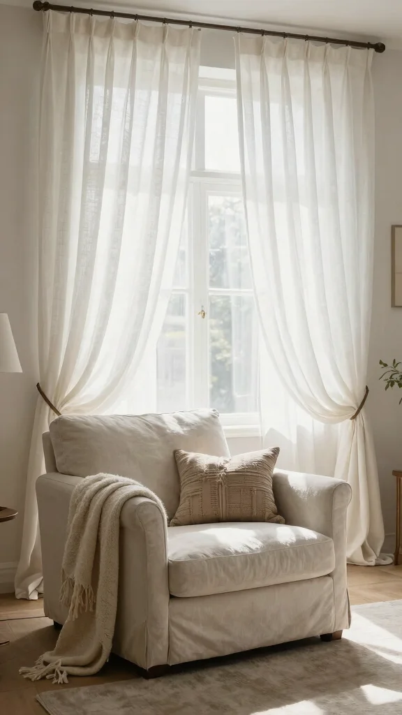 13 Living Room Curtain Ideas for Length Fabric and Every Window Style - 2. Linen Curtains for a Soft Touch 1
