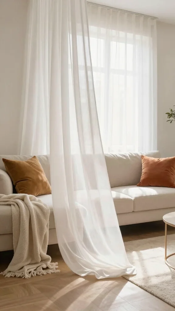 13 Living Room Curtain Ideas for Length Fabric and Every Window Style - 6. Sheer Curtains for Effortless Elegance 1