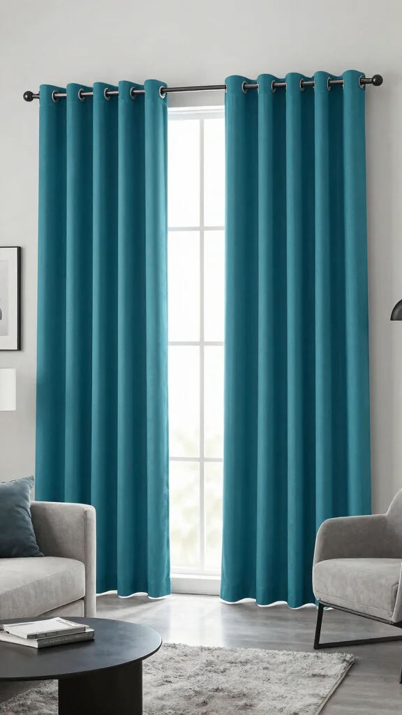 13 Living Room Curtain Ideas for Length Fabric and Every Window Style - 9. Grommet-Top Curtains for Modern Flair 1
