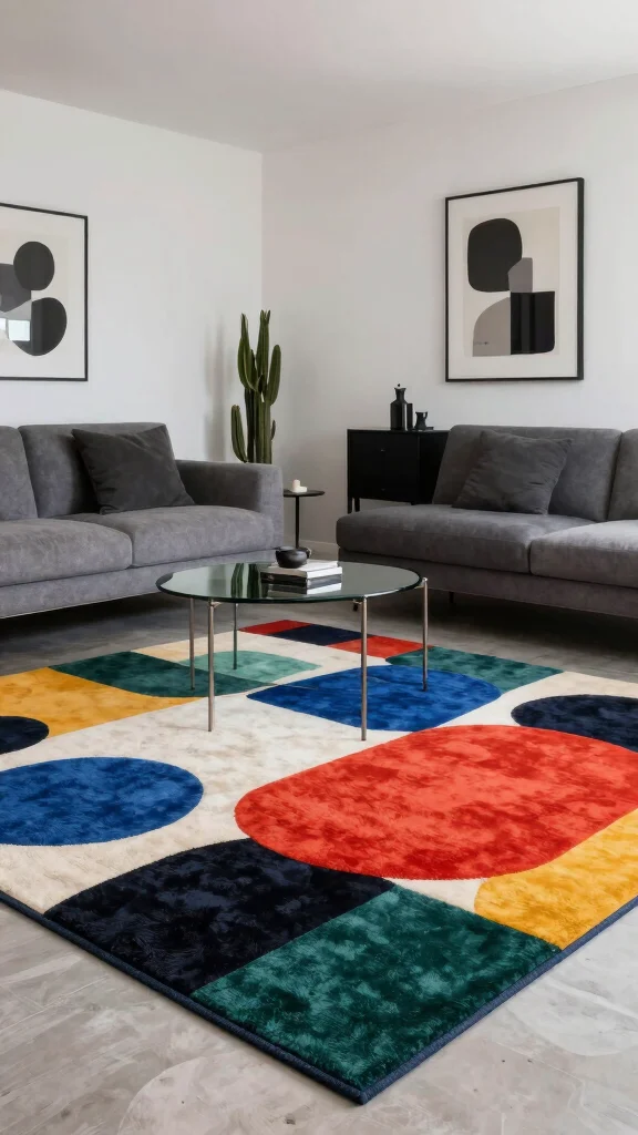 13 Living Room Rug Suggestions for Every Style, Color, and Layout - 11. Graphic and Abstract Rugs 1