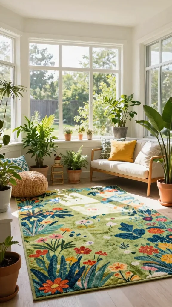 13 Living Room Rug Suggestions for Every Style, Color, and Layout - 6. Outdoor-Inspired Rugs 1