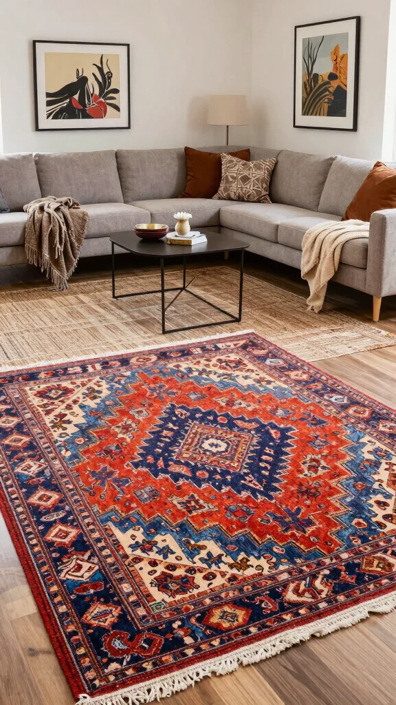 13 Living Room Rug Suggestions for Every Style, Color, and Layout - 7. Layered Rugs for Depth 1