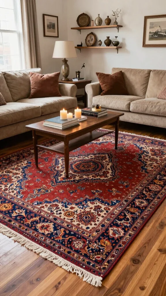 13 Living Room Rug Suggestions for Every Style, Color, and Layout - 8. Vintage and Antique Rugs 1