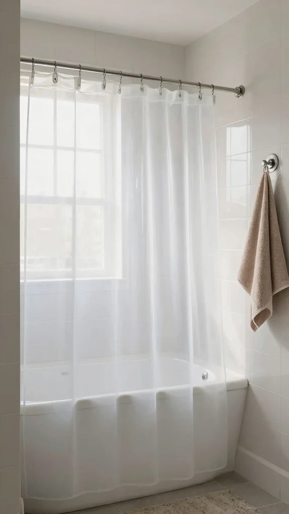 13 Small-Space Bathroom Ideas That Feel Bigger Than They Are - 5. Use Clear Shower Curtains 1